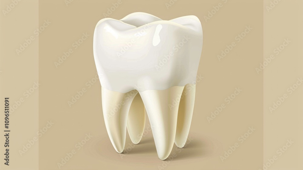 3D model of a human tooth on a beige background. Isolated dental anatomy illustration. Oral health and hygiene concept. Generative AI 3D model of a human tooth on a beige background. Isolated dental anatomy illustration. Oral health and hygiene concept. Generative AI