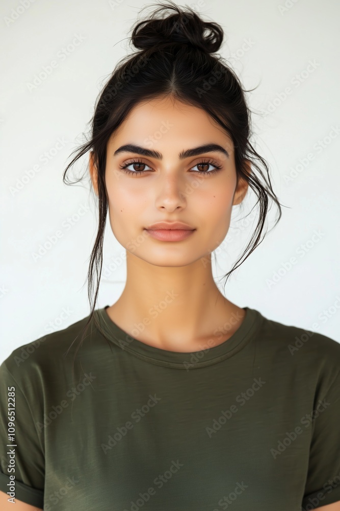 beautiful young latin american woman in t-shirt mockup portrait beautiful young latin american woman in t-shirt mockup portrait