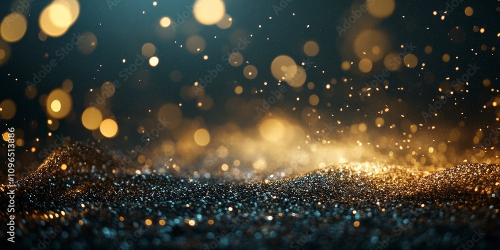 Obraz premium Stunning Golden Glitter Backgrounds with Bokeh Effects for Graphic Design