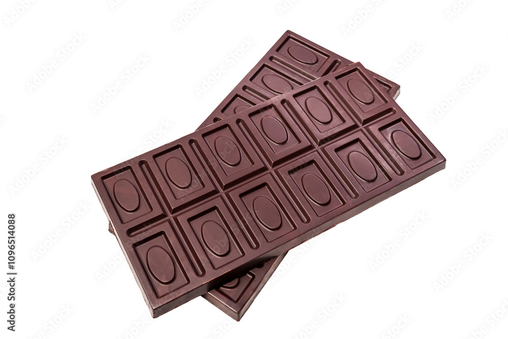 Two bitter dark chocolate bars isolated on a transparent background Two bitter dark chocolate bars isolated on a transparent background