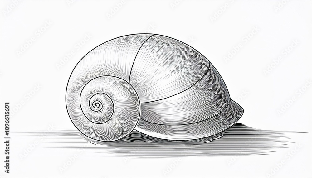 Obraz premium 연필로 그린 나선형 조개껍데기 스케치