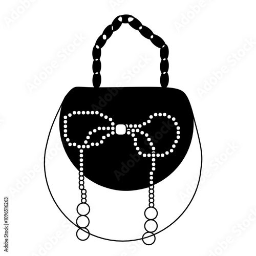 Handbag with pearl necklace for party vector