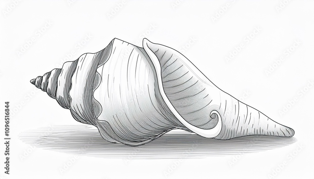 연필로 그린 나선형 조개껍데기 스케치 연필로 그린 나선형 조개껍데기 스케치