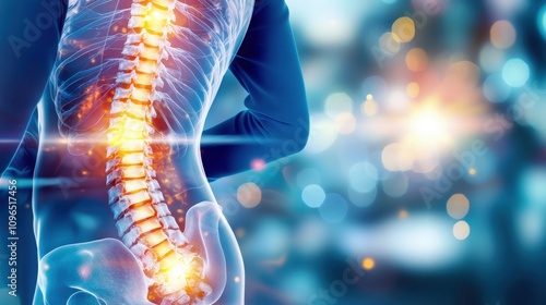 Doctor Examining Scoliosis with X-Ray in Office