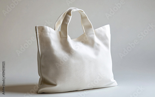 Minimalistic Cotton Tote Bags with Neutral Backgrounds, Highlighting Sustainable, Reusable, and Eco-Friendly Design for Shopping and Everyday Use photo