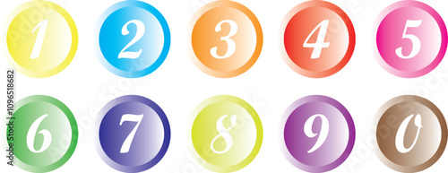 simple different color bullet points round number set from one to nine simple flat style numbers that are in a circle number bullet points illustration