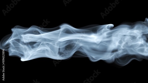 A serene abstract visualization of soft white smoke swirling gently on a black background, creating a minimalist yet elegant and tranquil aesthetic with fluid motion