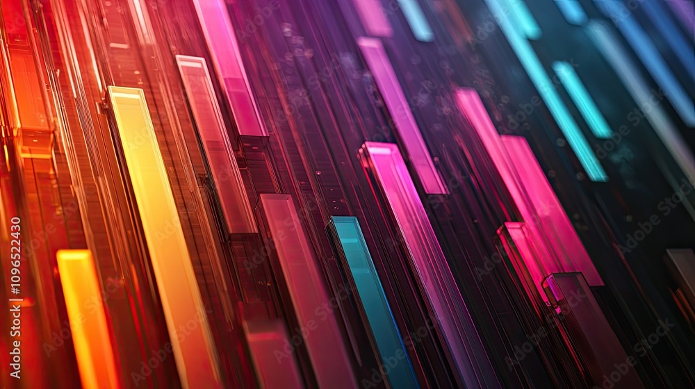 Obraz premium Textured bar chart with layered depth effects, [color chart], [highlighting multidimensional data insights]