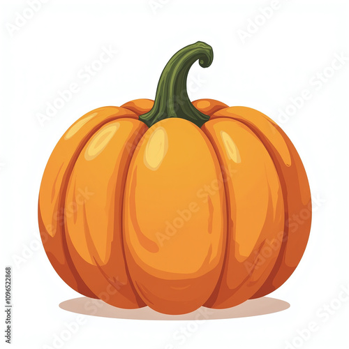 Orange Pumpkin, Halloween, Autumn or Fall Illustration Isolated on White Background