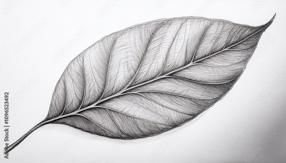 연필로 그린 단순한 나뭇잎 스케치