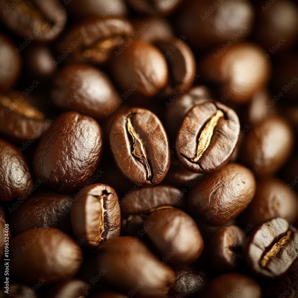 Naklejka premium Close Up of Roasted Coffee Beans