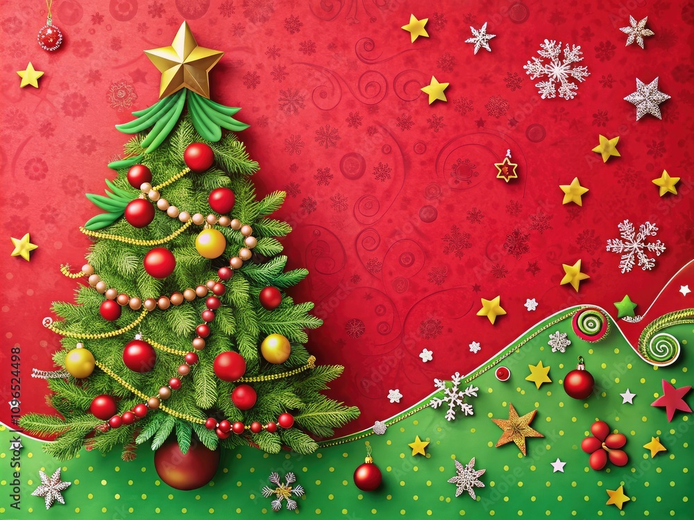 Delightful Christmas trees featuring mistletoe, elegantly displayed on cheerful red and green paper, infuse your home with holiday joy and festive spirit. Delightful Christmas trees featuring mistletoe, elegantly displayed on cheerful red and green paper, infuse your home with holiday joy and festive spirit.
