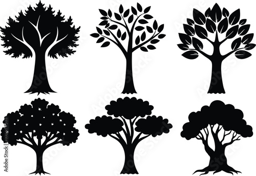 Tree silhouette set vector design