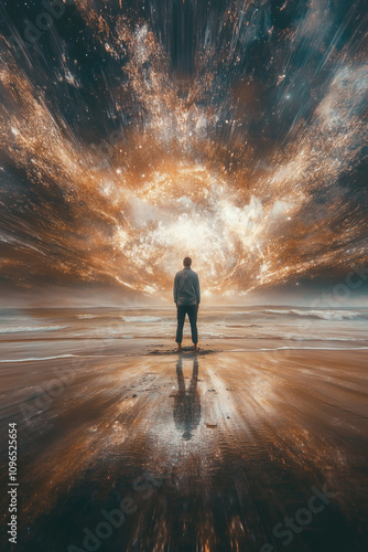 man walking on the beach