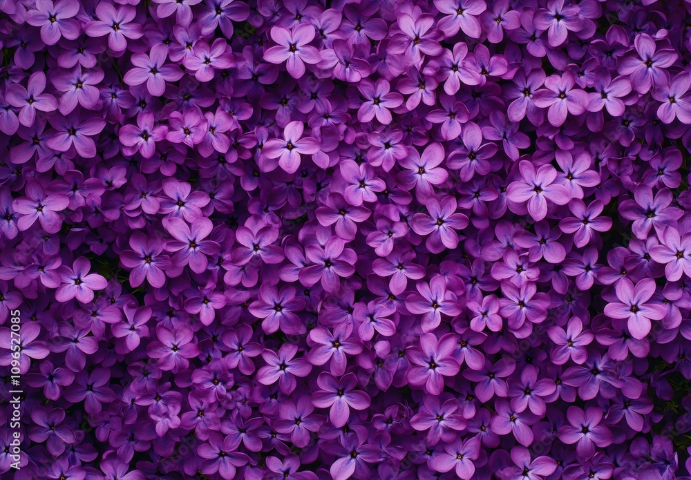 Obraz premium Background of purple lilac flowers, top view showcasing intricate details