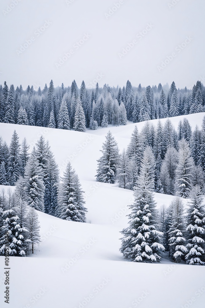 Obraz premium Snowy winter forest landscape