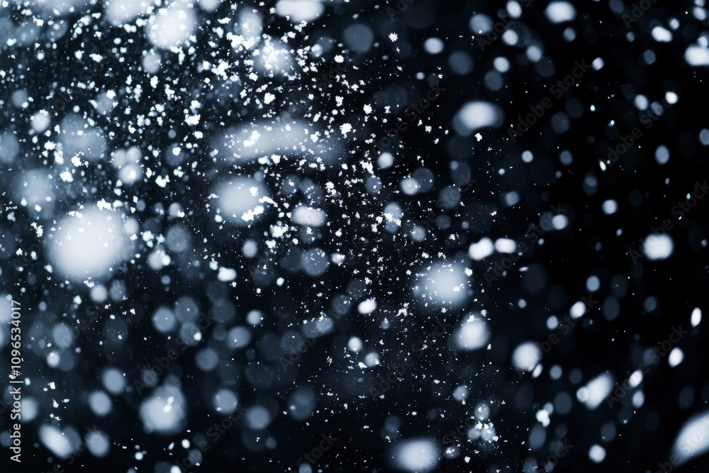 Winter Snowflakes Falling on Dark Background Winter Snowflakes Falling on Dark Background