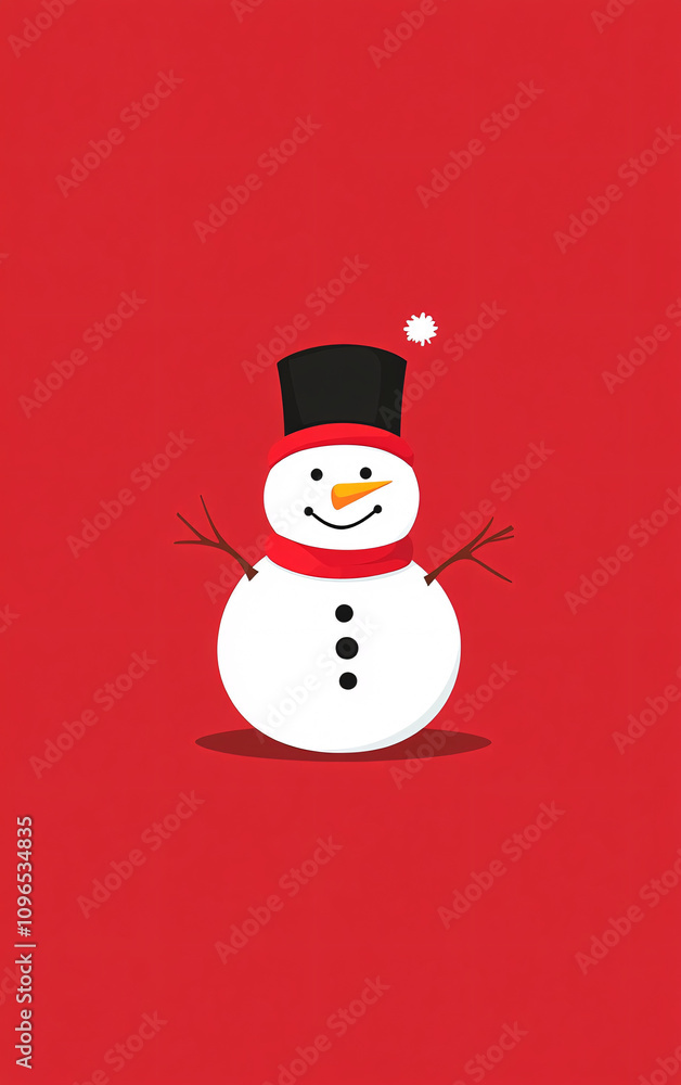 Minimalistic Illustrations of Cheerful Snowmen with Santa Hats and Scarves on a Red Background, Highlighting Festive Simplicity and Holiday Joy Minimalistic Illustrations of Cheerful Snowmen with Santa Hats and Scarves on a Red Background, Highlighting Festive Simplicity and Holiday Joy