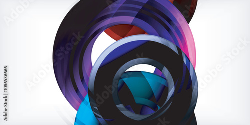 Bright colorful circles with light effects. Abstract background