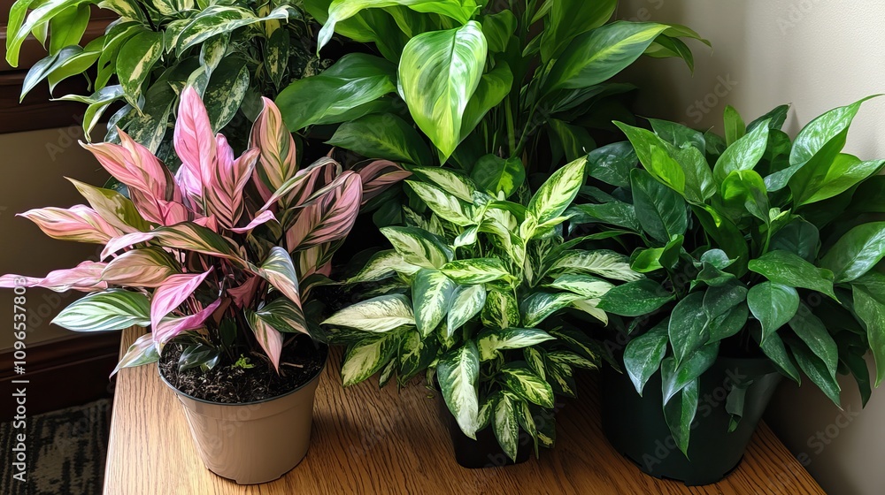 A serene indoor setting showcasing lush green plants and natural light. AI generated image A serene indoor setting showcasing lush green plants and natural light. AI generated image