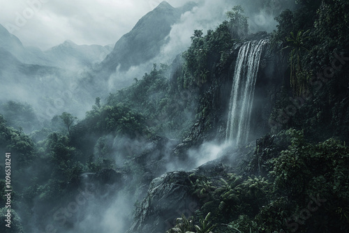 waterfall in the mountains