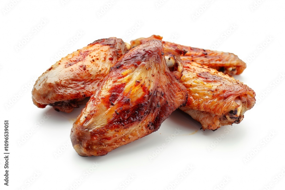 Smoked chicken wing isolated on white background Smoked chicken wing isolated on white background