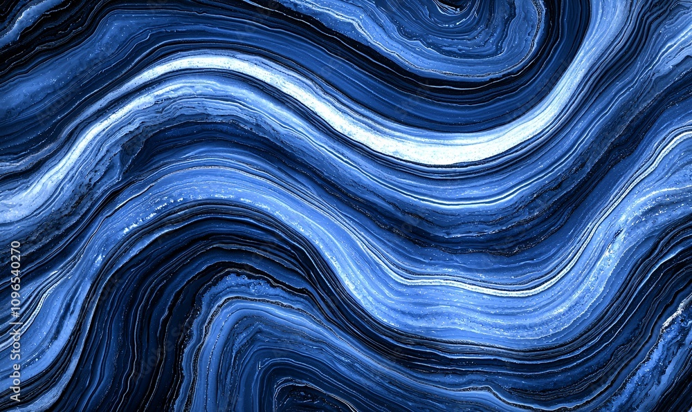 Flowing Blue Waves in Abstract Pattern Flowing Blue Waves in Abstract Pattern