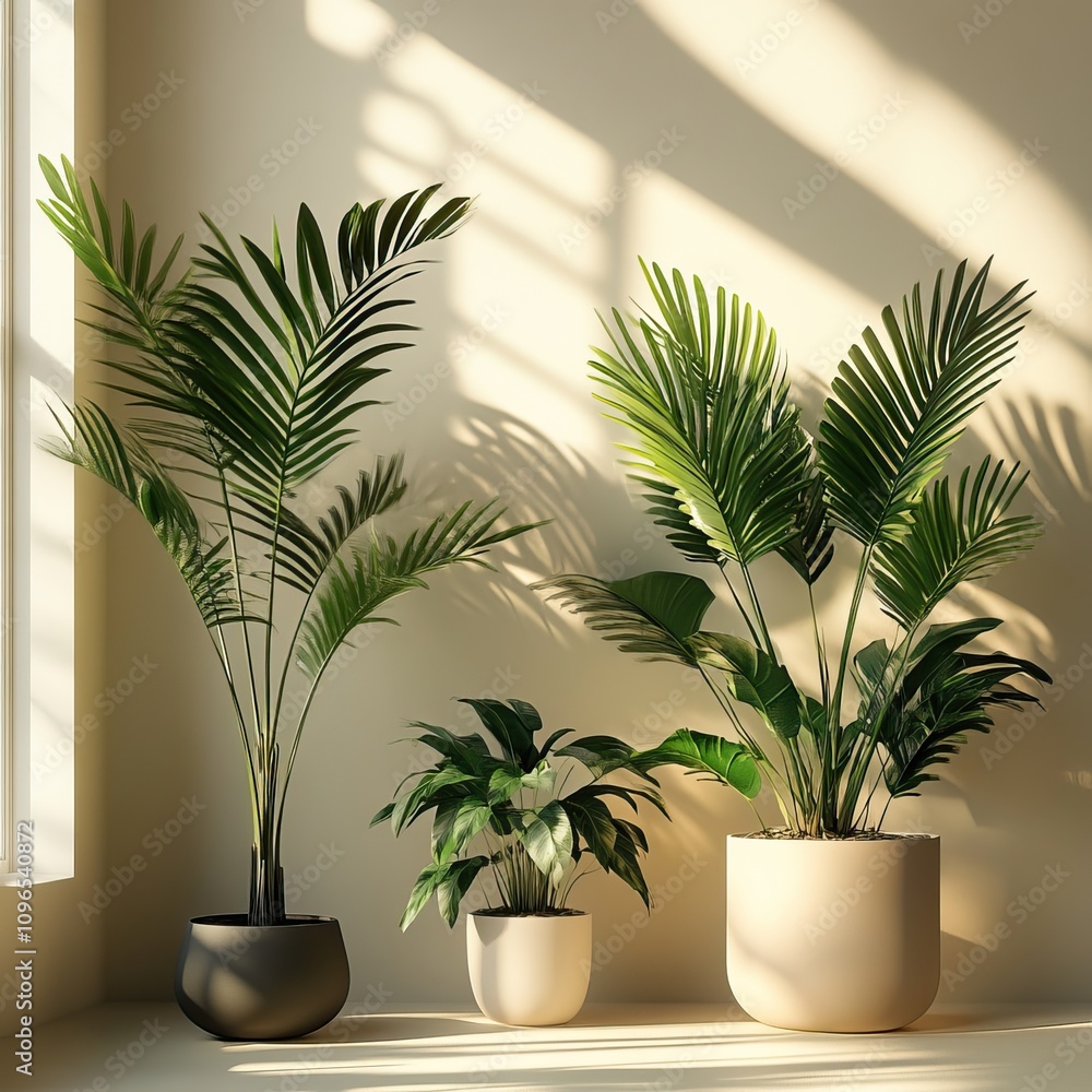 Indoor plant arrangements by the window create a cozy and modern natural atmosphere. AI generated image Indoor plant arrangements by the window create a cozy and modern natural atmosphere. AI generated image