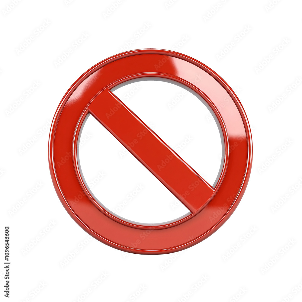 Stop sign prohibition or forbidden icon isolated on white and transparent background. 3D render Stop sign prohibition or forbidden icon isolated on white and transparent background. 3D render