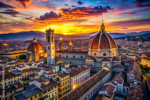 Wallpaper Mural Breathtaking Aerial View of Florence Duomo and Panoramic Cityscape at Sunset, Capturing the Warm Glow Over Historic Architecture and Scenic Landscape Torontodigital.ca