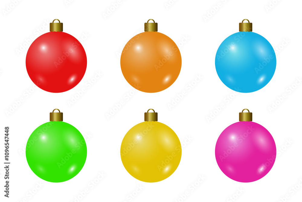Set Of Colorful Christmas Ball Isolated On White Background. Vector Illustration Set Of Colorful Christmas Ball Isolated On White Background. Vector Illustration