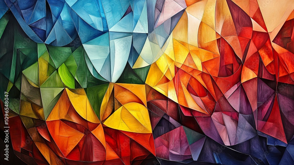 Abstract colorful geometric art with vibrant hues and triangular Abstract colorful geometric art with vibrant hues and triangular