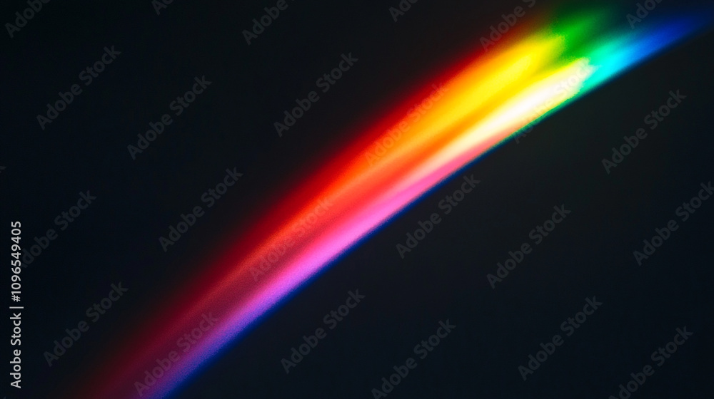 Fototapeta premium Vibrant rainbow arc created by light dispersion in a dark environment during early evening