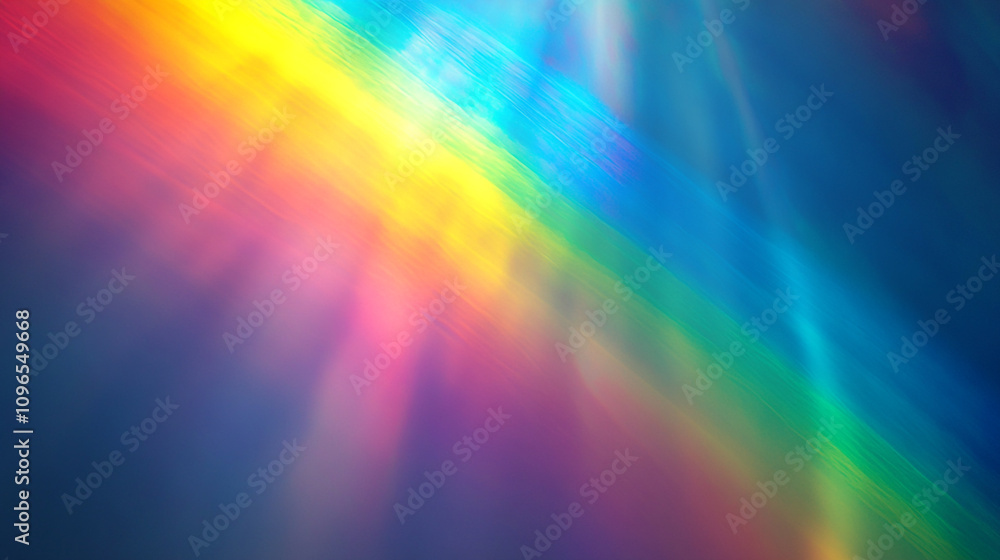 Colorful light rays creating a vibrant rainbow effect in a serene atmosphere Colorful light rays creating a vibrant rainbow effect in a serene atmosphere