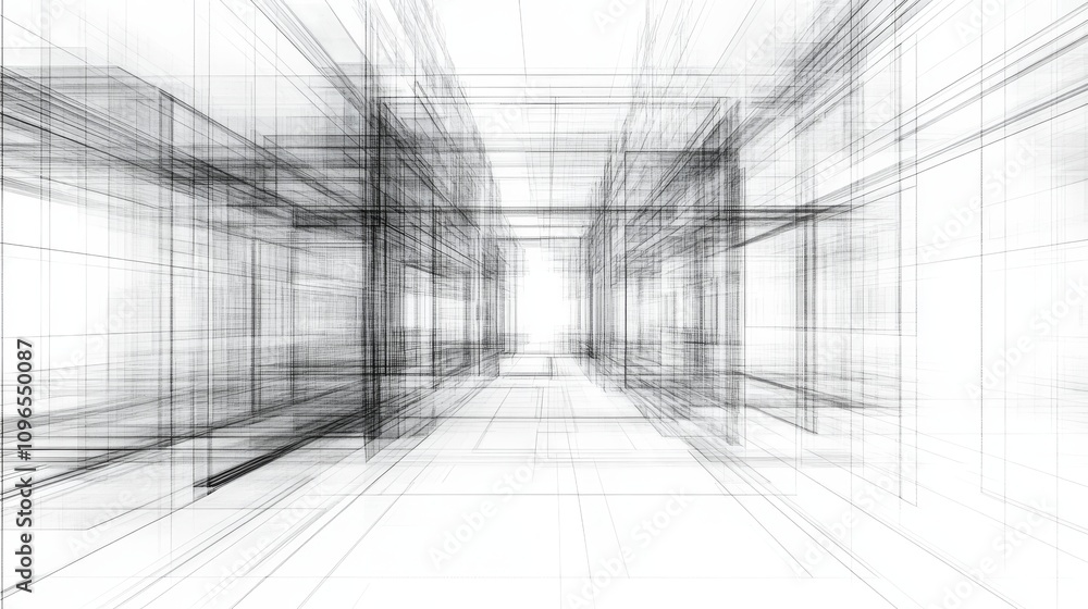 Abstract Architectural Wireframe Building Design Abstract Architectural Wireframe Building Design