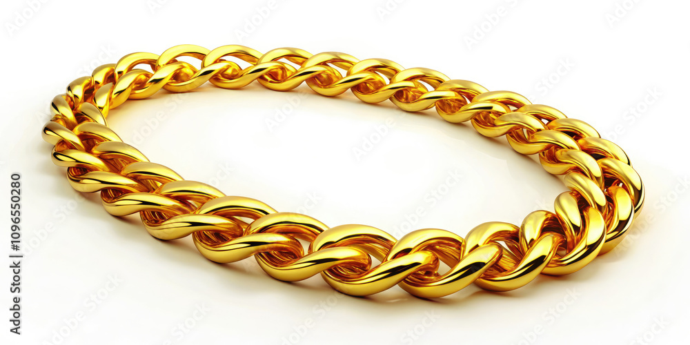 Obraz premium The gold bracelet is separated on a white background and looks beautiful.