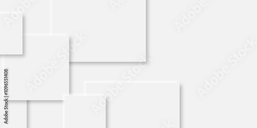 Abstract grey square shape with futuristic concept background.gray paper squares in bright light with shadows.neomorphism Abstract blurred background with Geometric light & white Space design concept
