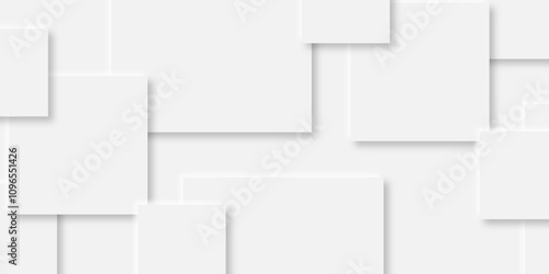 Abstract grey square shape with futuristic concept background.gray paper squares in bright light with shadows.neomorphism Abstract blurred background with Geometric light & white Space design concept