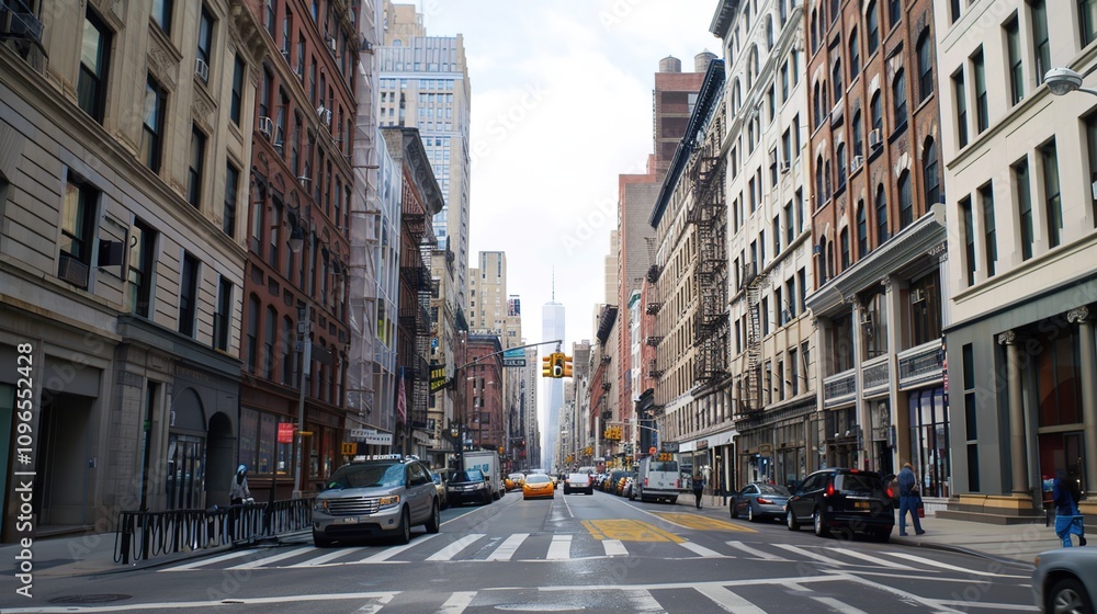 Fototapeta premium A high-rise cityscape showcasing the bustling financial district, representing growth, ambition,