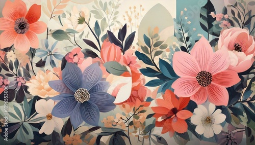 Pastel Geometric Floral Fusion