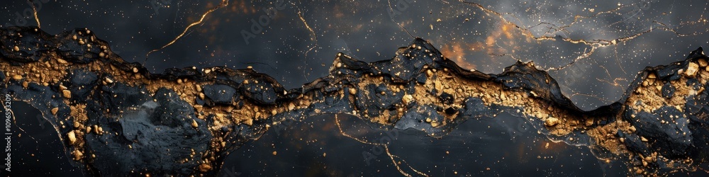 Naklejka premium Abstract Black and Gold Swirl