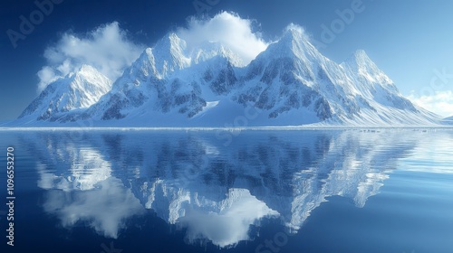 Wallpaper Mural Majestic Snow-Capped Mountains Reflecting in Icy Waters: A Breathtaking Winter Wonderland Torontodigital.ca