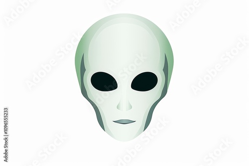 Sleek minimalist alien design featuring simple shapes and colors on a clean white canvas