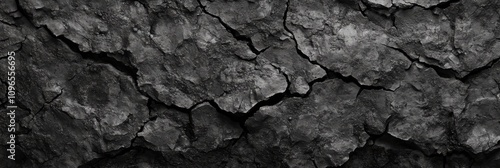 High-Resolution Black and White Cracked Dry Earth Texture Close-Up