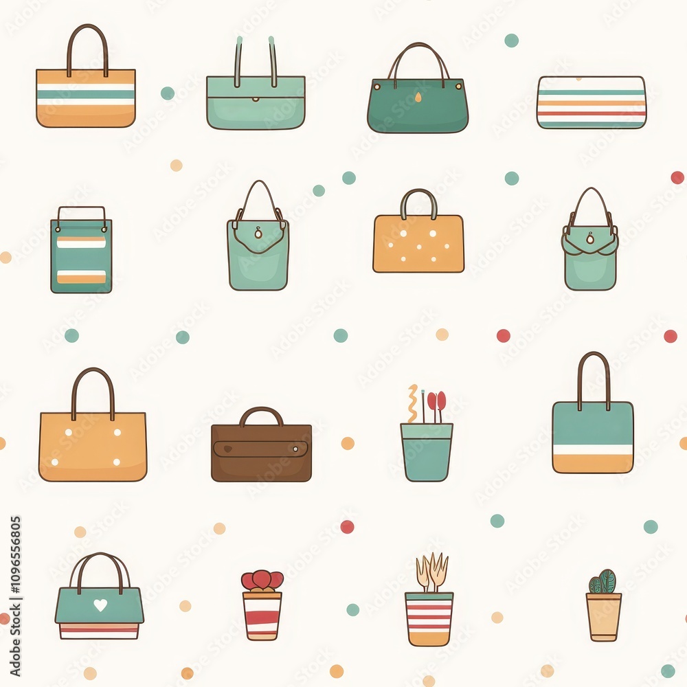 Minimalist linear pattern of stationery items in three color variations on white background Minimalist linear pattern of stationery items in three color variations on white background