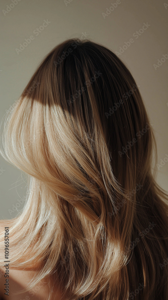 Fototapeta premium hair of a woman, blonde woman from behind, hair model, hair texture