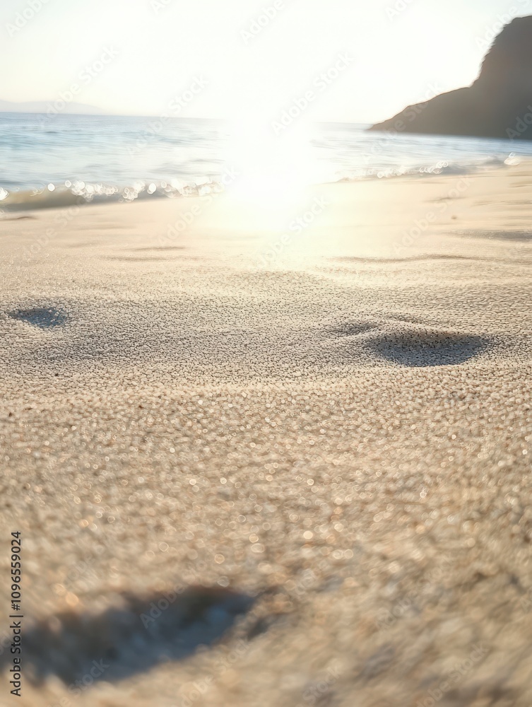 Golden Hour Beach Sunrise: Stunning Coastal Landscape with Soft Sand Texture Golden Hour Beach Sunrise: Stunning Coastal Landscape with Soft Sand Texture