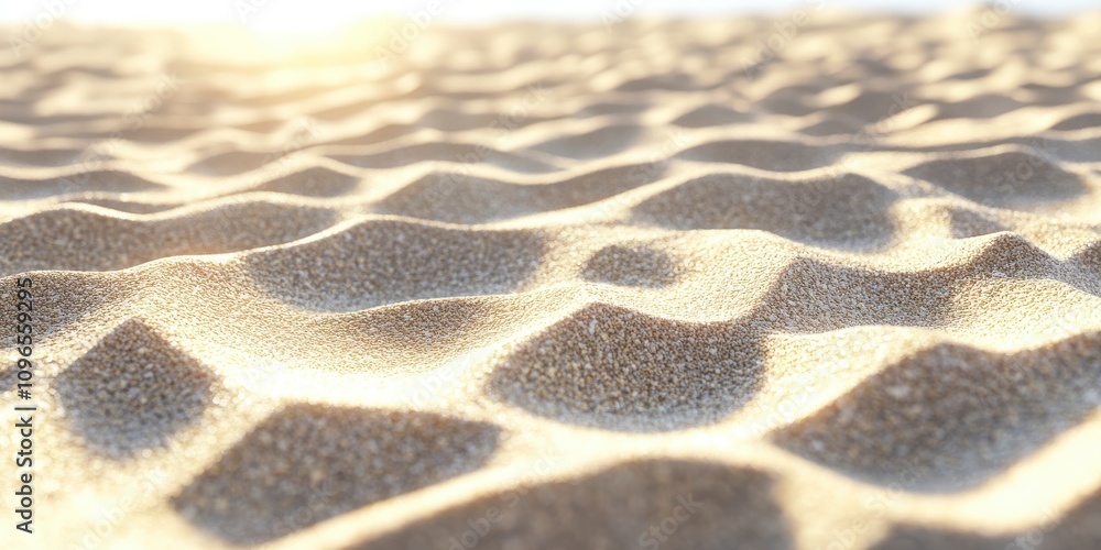 Close up of a beach sand texture, showcasing the fine grains and warm tones of the sunlit surface. A captivating detail of a tranquil beach scene. Close up of a beach sand texture, showcasing the fine grains and warm tones of the sunlit surface. A captivating detail of a tranquil beach scene.