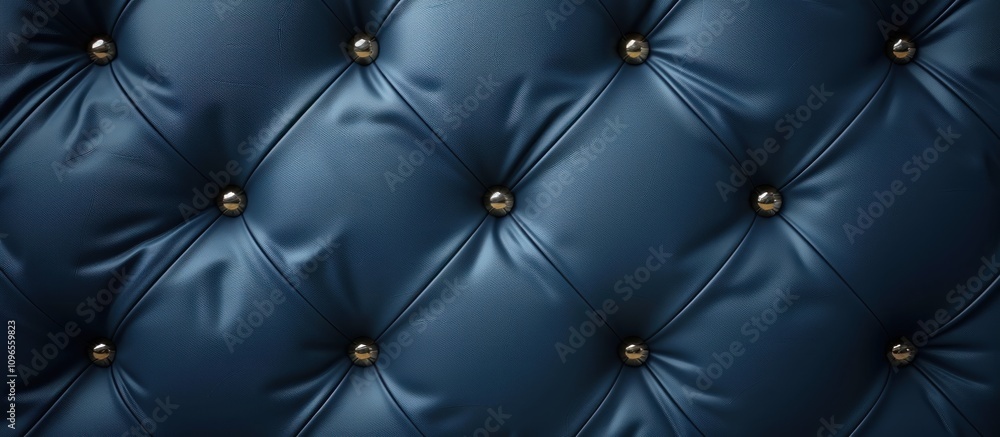 Fototapeta premium Blue Upholstery with Buttoned Detail
