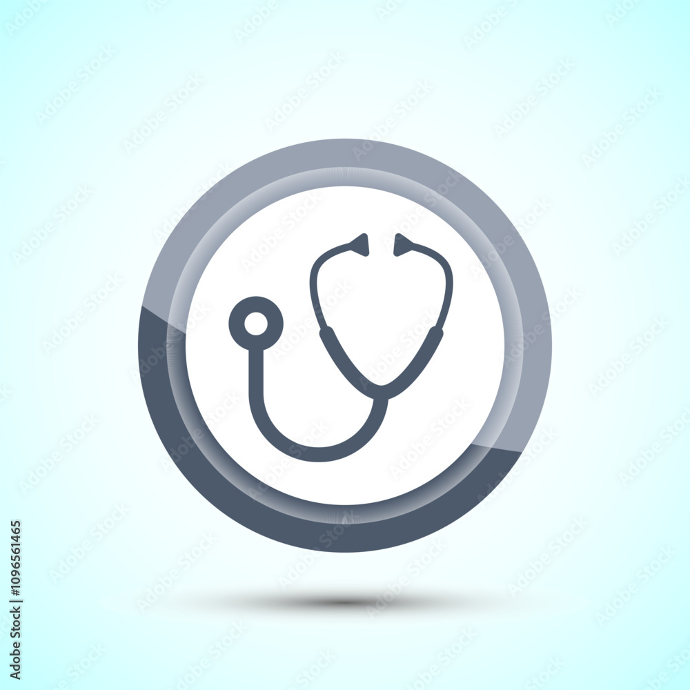 Stethoscope icon design illustration. Doctor stethoscope medical device icon, Gray Color Button Design Stethoscope icon design illustration. Doctor stethoscope medical device icon, Gray Color Button Design